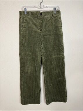 J.CREW Wide Leg Cropped Pant in Wide Wale Corduroy Green Size 8
